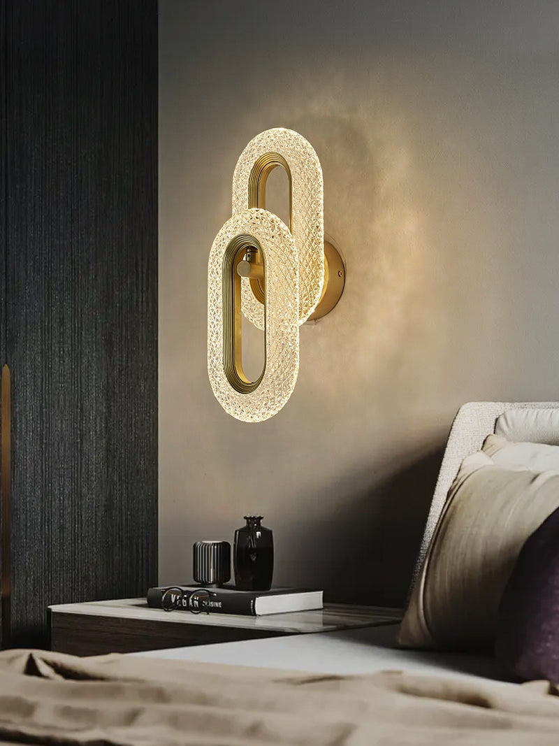 Contemporary Acrylic Wall Mount Lamp Bronze Oval Wall Sconce for Bedroom