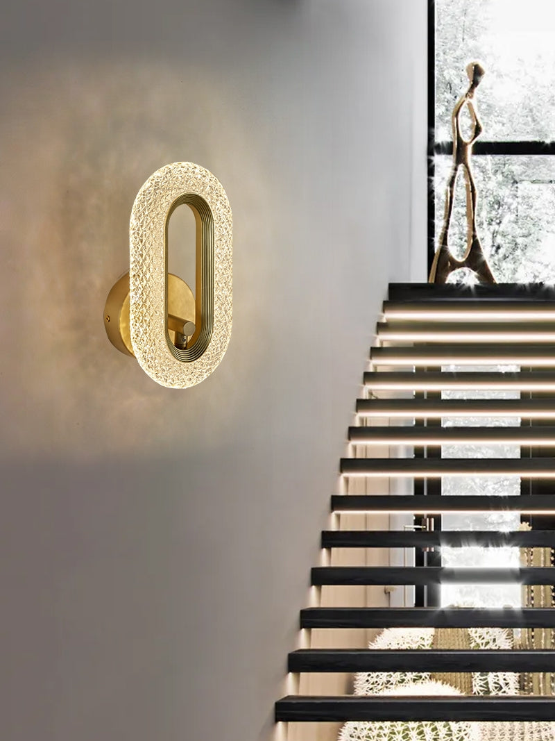 Contemporary Acrylic Wall Mount Lamp Bronze Oval Wall Sconce for Bedroom
