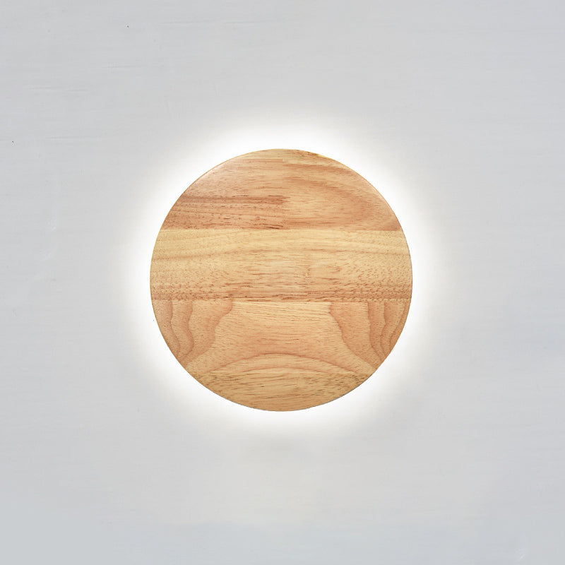 1 luccio di luce rotonda con pale moderna moderna illuminazione a parete in legno in stile in marrone