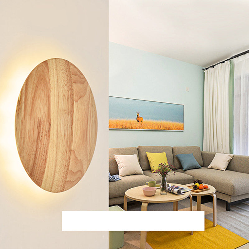 1 luccio di luce rotonda con pale moderna moderna illuminazione a parete in legno in stile in marrone