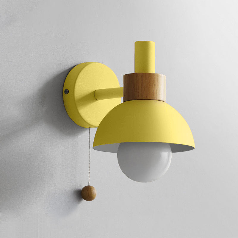 Moderna Macarons Nórdicos Macarons Swade Wall Malet Metal 1 Light Sponces en rosa y blanco