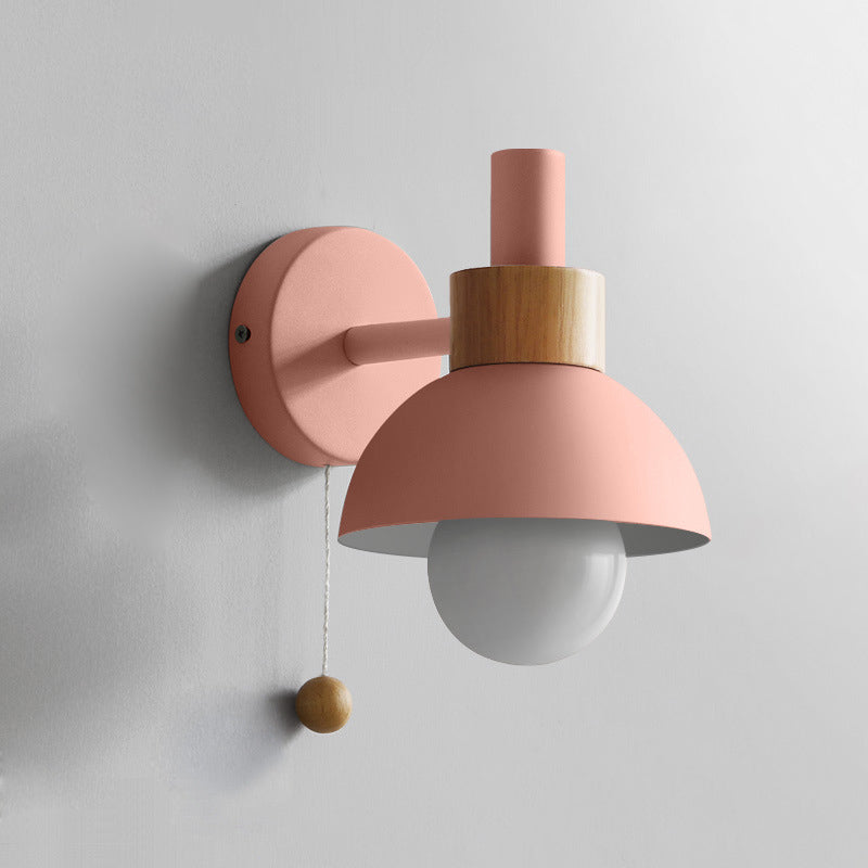 Moderna Macarons Nórdicos Macarons Swade Wall Malet Metal 1 Light Sponces en rosa y blanco