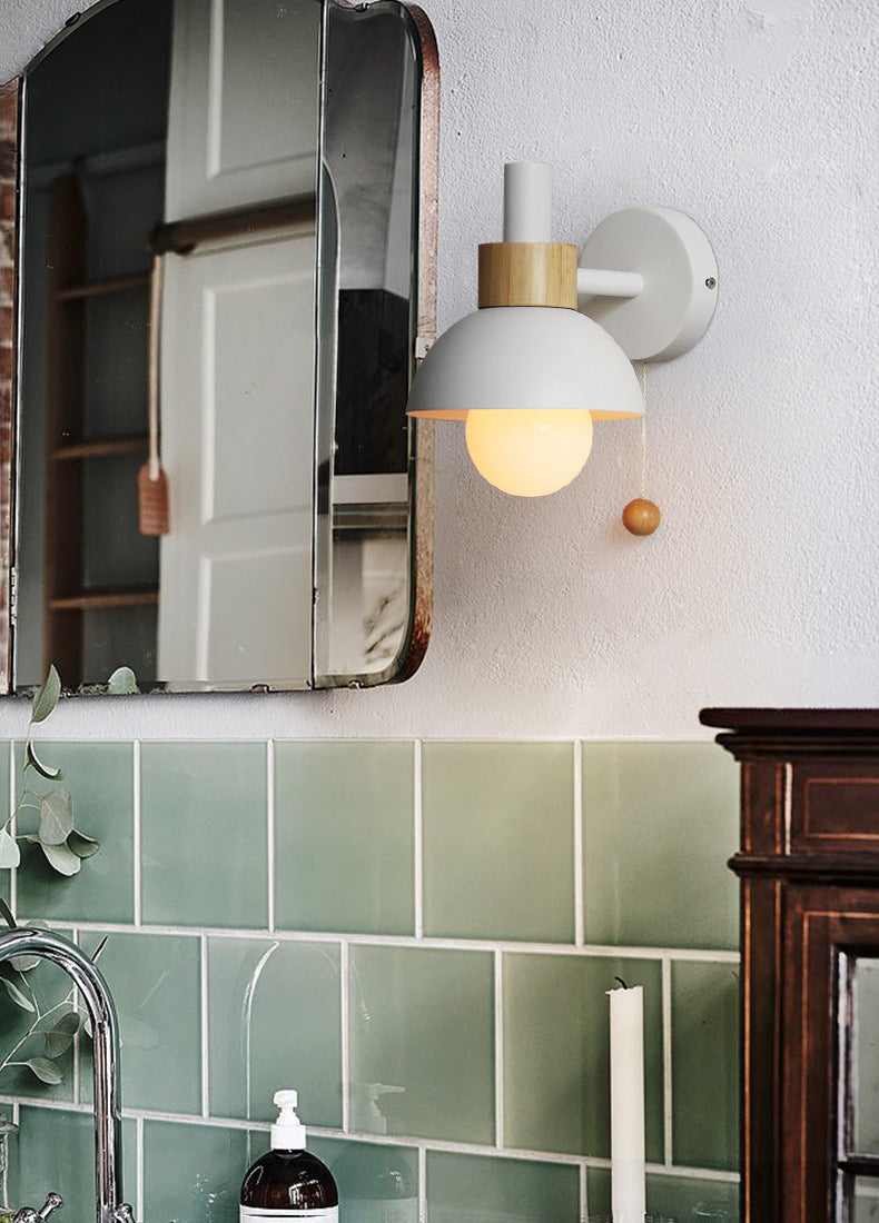 Moderna Macarons Nórdicos Macarons Swade Wall Malet Metal 1 Light Sponces en rosa y blanco