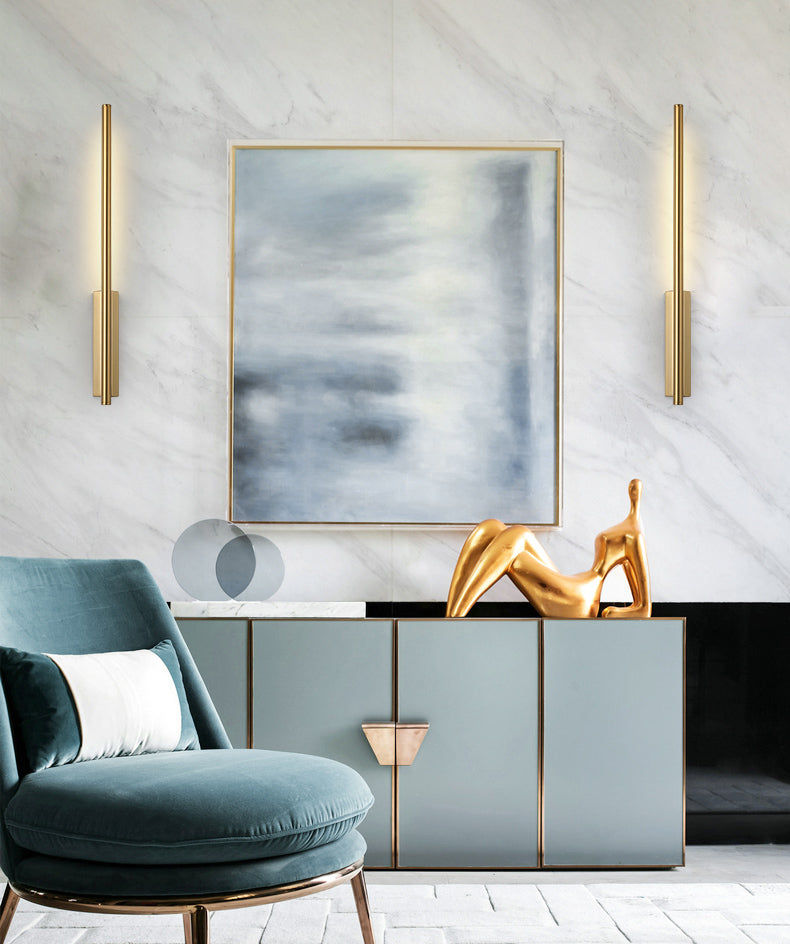 Sconce da parete lineare a 1 luce moderna illuminazione da parete in stile semplice in oro e cromo nero e ottone
