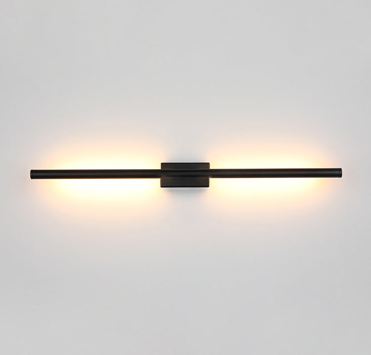 1-Light Linear Wall Sconce Modern Simple Style Metal Wall Lighting in Black and Gold