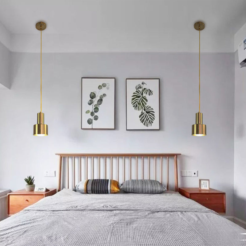 Lampe à suspension en fer électroplate dans le pendentif simple cylindroid moderne de style luxueux