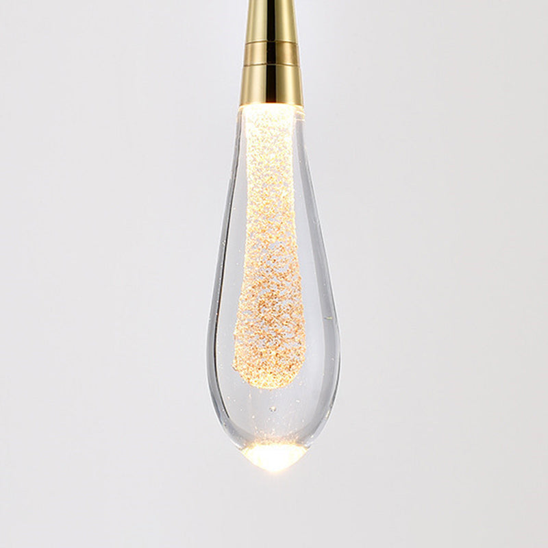 Gold LED Hanging Lamp in Modern Artistic Style Crystal Teardrop Pendant Light for Interior Spaces