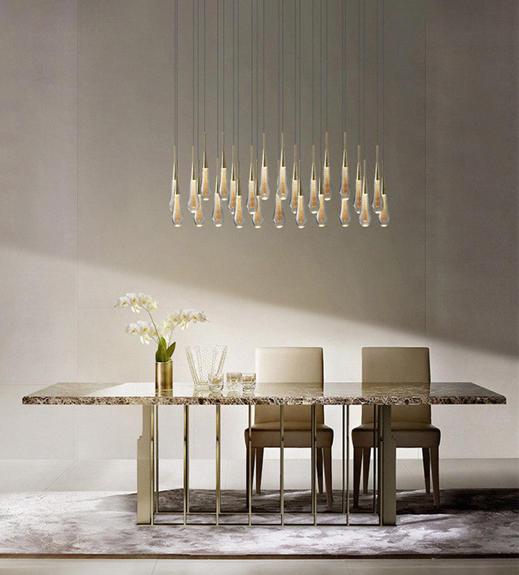 Gold LED Hanging Lamp in Modern Artistic Style Crystal Teardrop Pendant Light for Interior Spaces