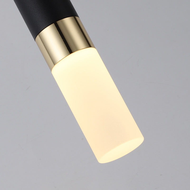 Acrylic Black LED Pendant Light in Modern Style Aluminium Cylindroid Hanging Lamp for Bedroom
