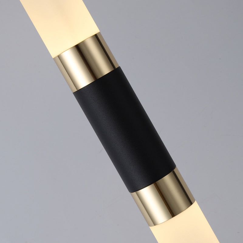 Acrylic Black LED Pendant Light in Modern Style Aluminium Cylindroid Hanging Lamp for Bedroom