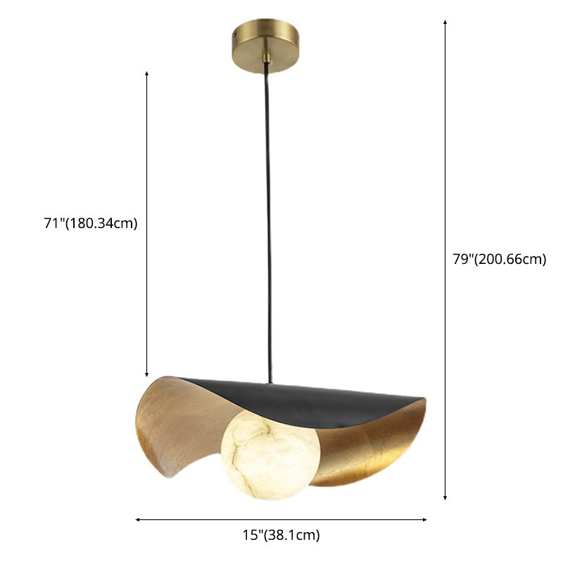Contemporary Pendant Light 1-Light Hanging Ceiling Light Black for Bedroom