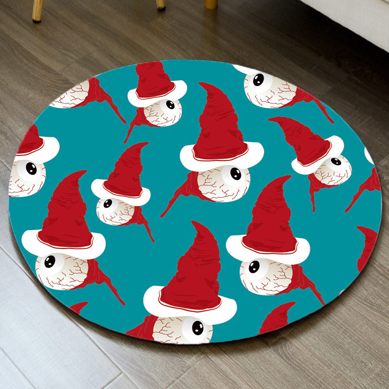 Christmas Theme Area Rug Funky Round Carpet Polypropylene Washable Area Rug for Living Room