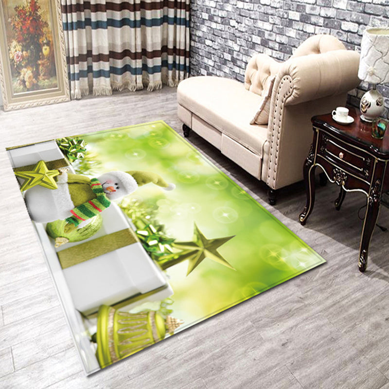Creative Snowmen Carpet Polyester Area Rug Non-Slip Backing Indoor Carpet for Home Decoration