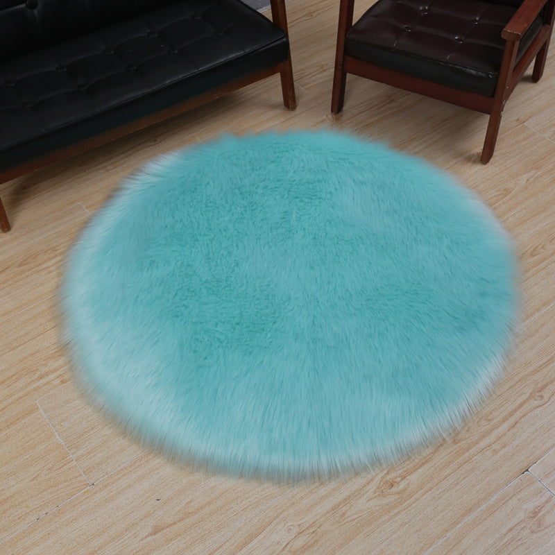 Simplicity Living Room Area Rug Solid Color Carpet Polyester Shag Rug with Non-Slip Backing