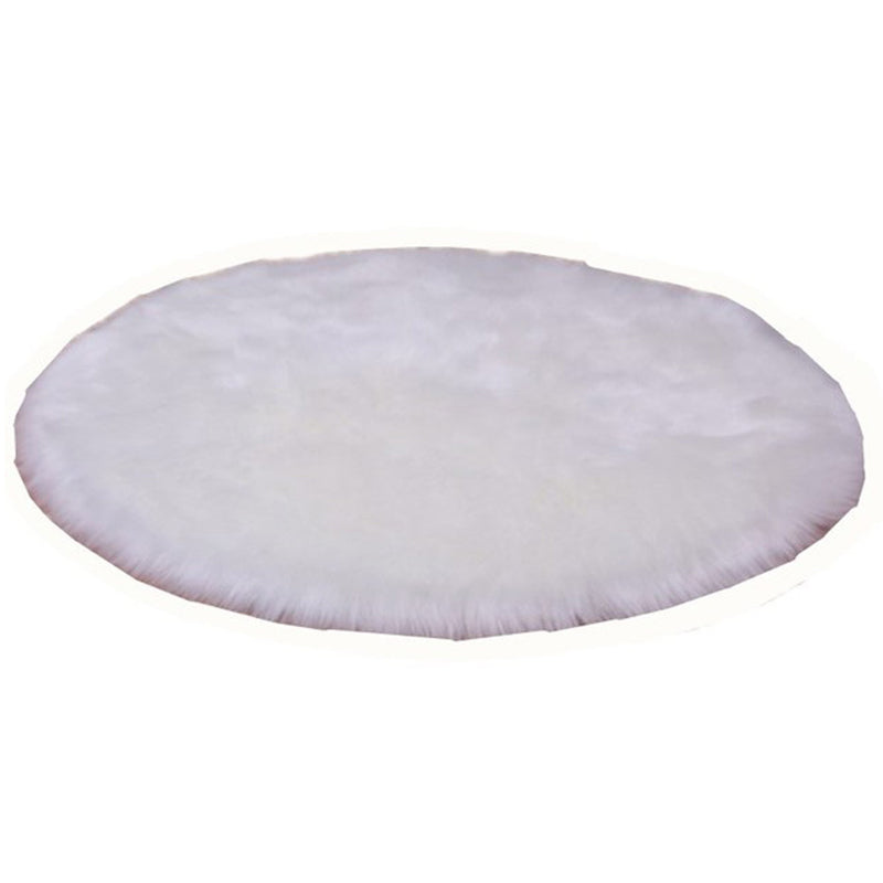 Simplicity Living Room Area Rug Solid Color Carpet Polyester Shag Rug with Non-Slip Backing