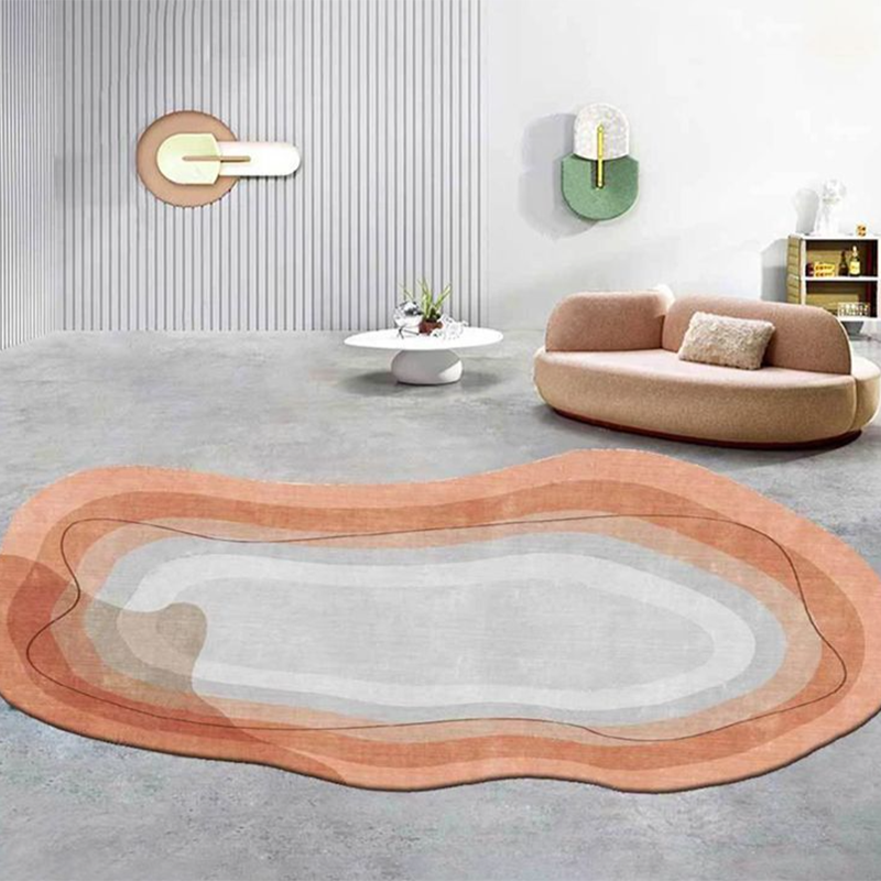 Contemporary Indoor Room Carpet Orange Abstract Indoor Rug Polyester Washable Indoor Rug