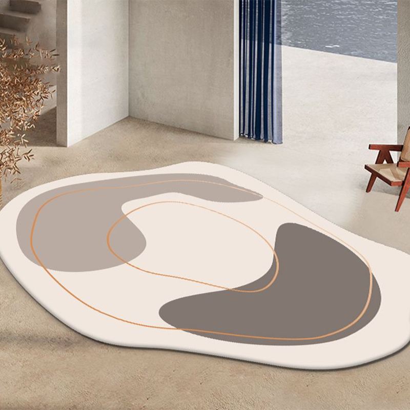 Contemporary Indoor Room Carpet Orange Abstract Indoor Rug Polyester Washable Indoor Rug