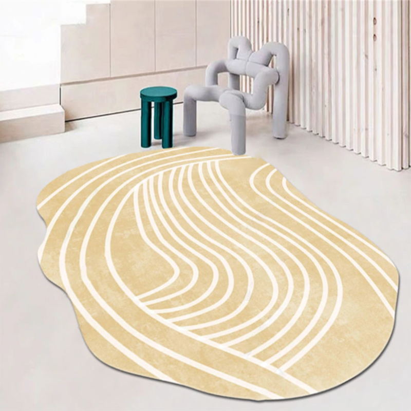 Tapis de salon jaune.
