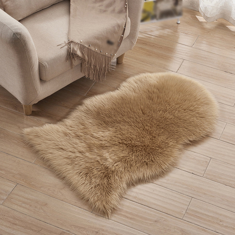 Fancy White Area Rug Plush Polyester Area Carpet Solid Color Easy Care Rug for Home Decor