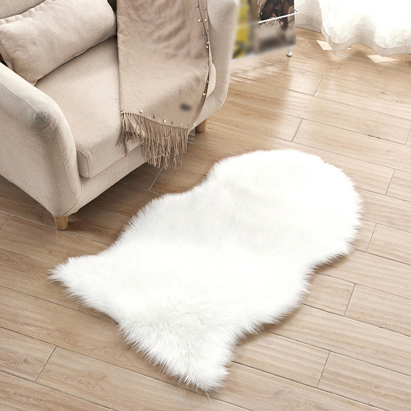 Ausgefallener weißer Teppich aus Plüsch-Polyester, einfarbig, pflegeleichter Teppich für die Inneneinrichtung