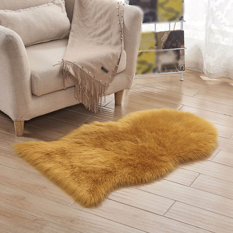 Fancy White Area Rug Plush Polyester Area Carpet Solid Color Easy Care Rug for Home Decor