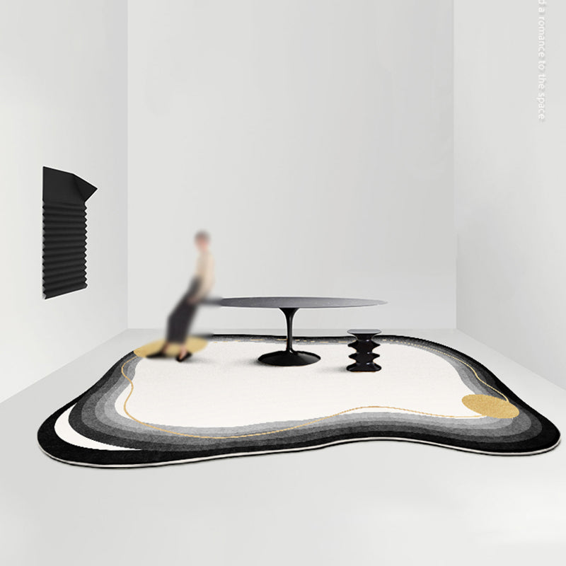 White Minimalist Area Carpet Polyester Abstract Carpet Non-Split Indoor Rug for Home Decoration