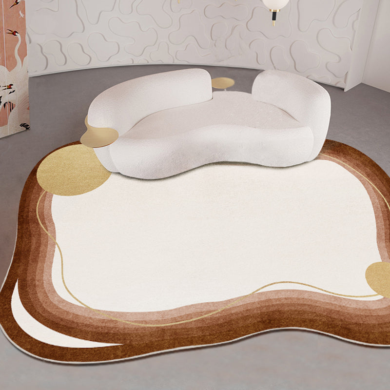 White Minimalist Area Carpet Polyester Abstract Carpet Non-Split Indoor Rug for Home Decoration