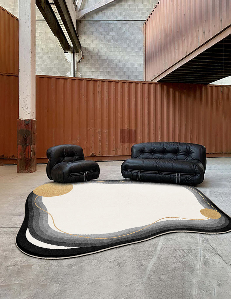 White Minimalist Area Carpet Polyester Abstract Carpet Non-Split Indoor Rug for Home Decoration