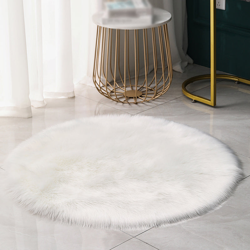 Round Casual Solid Shag Carpet Polyester Indoor Rug Non-Slip Backing Area Carpet for Home Decoration
