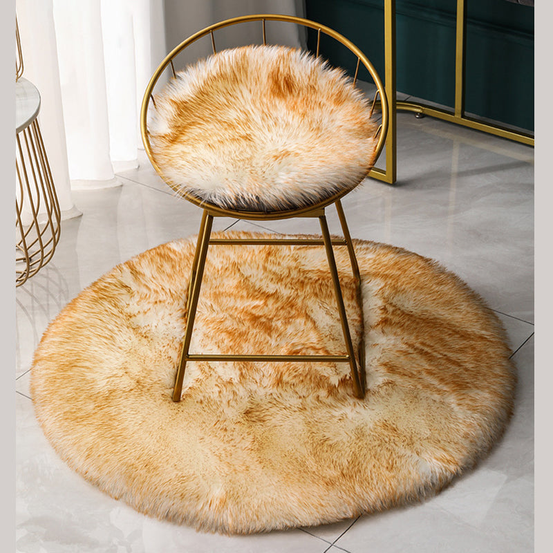 Round Casual Solid Shag Carpet Polyester Indoor Rug Non-Slip Backing Area Carpet for Home Decoration