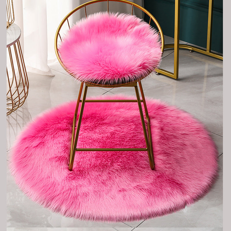 Round Casual Solid Shag Carpet Polyester Indoor Rug Non-Slip Backing Area Carpet for Home Decoration