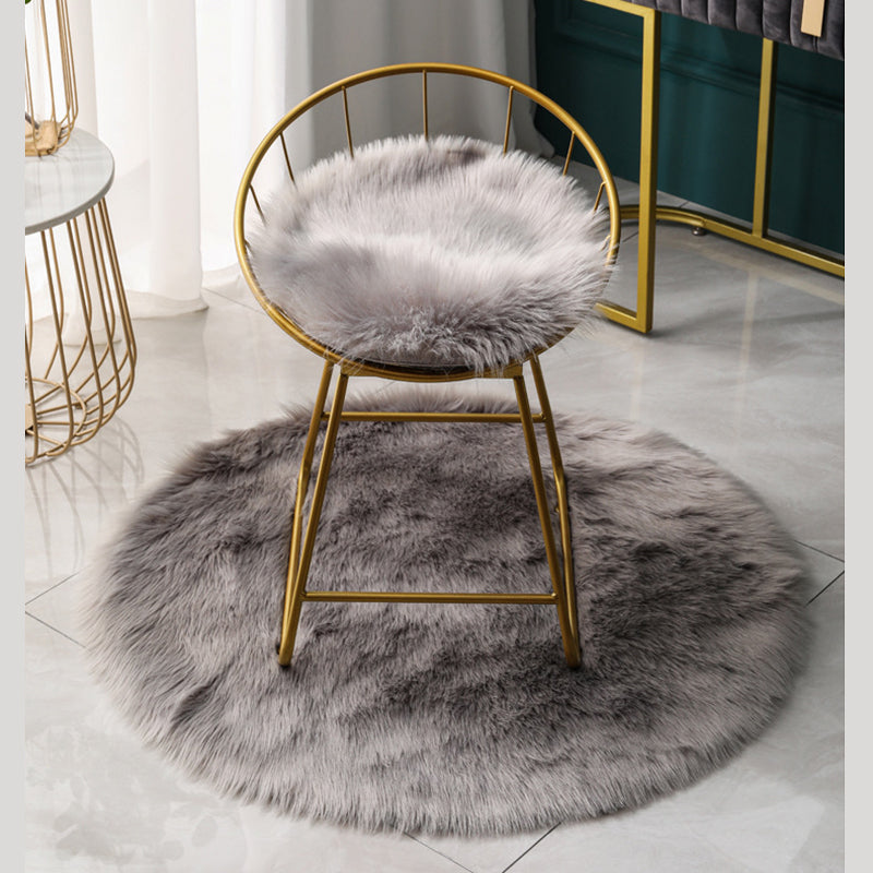 Round Casual Solid Shag Carpet Polyester Indoor Rug Non-Slip Backing Area Carpet for Home Decoration