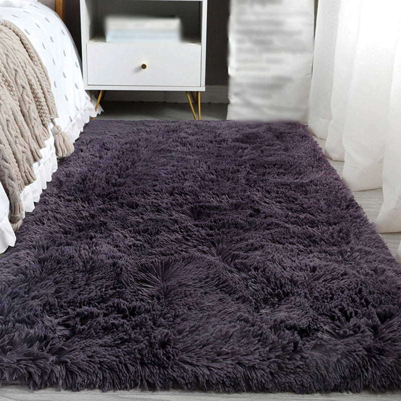 Simplicity Solid Color Area Carpet Washable Rug Polyester Non-Slip Shag Carpet for Living Room