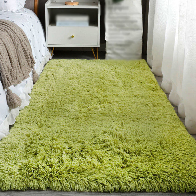 Simplicity Solid Color Area Carpet Washable Rug Polyester Non-Slip Shag Carpet for Living Room