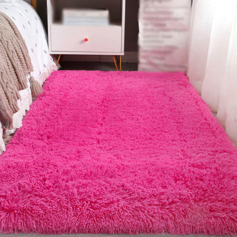 Simplicity Solid Color Area Carpet Washable Rug Polyester Non-Slip Shag Carpet for Living Room