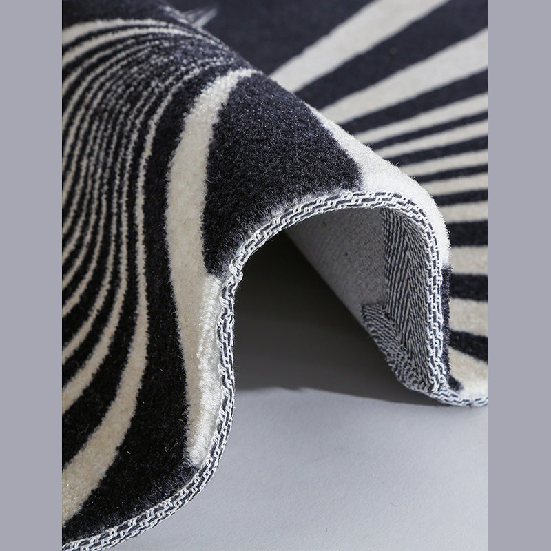 Black and White Abstract Indoor Carpet Polyester Casual Carpet Washable Area Carpet for Living Room