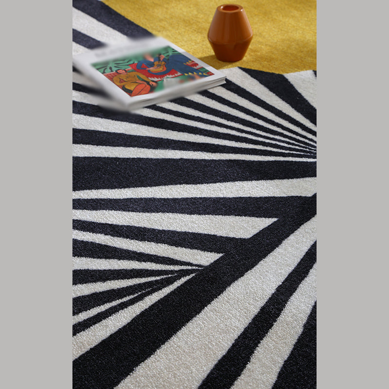 Black and White Abstract Indoor Carpet Polyester Casual Carpet Washable Area Carpet for Living Room