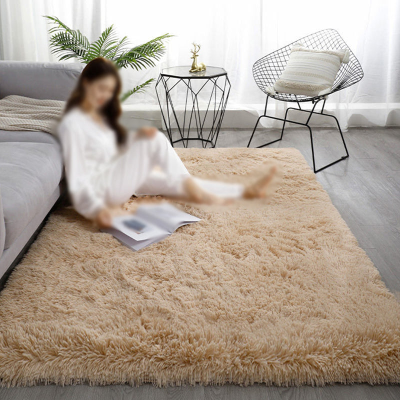 Minimalistischer Rugwaschableer Teppich -Polyester -Teppichfleckfärbung widerstandsvoller Schagteppich für Bett