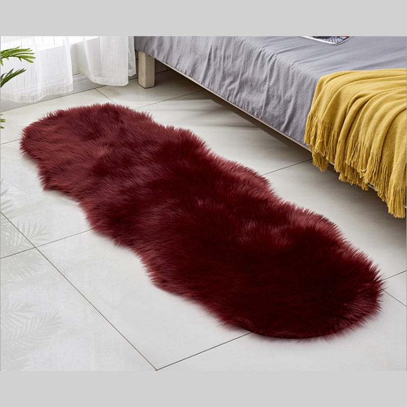 White Bedroom Plush Area Rug Polyester Area Carpet Solid Color Stain Resistant Rug