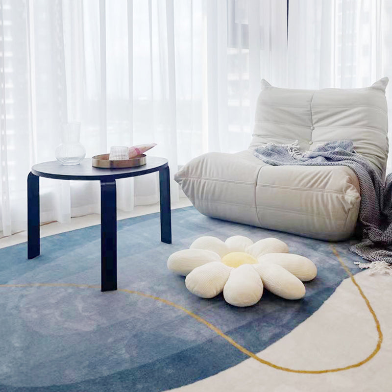 Blue Living Room Carpet Casual Abstract Indoor Carpet Polyester Anti-Split Rug