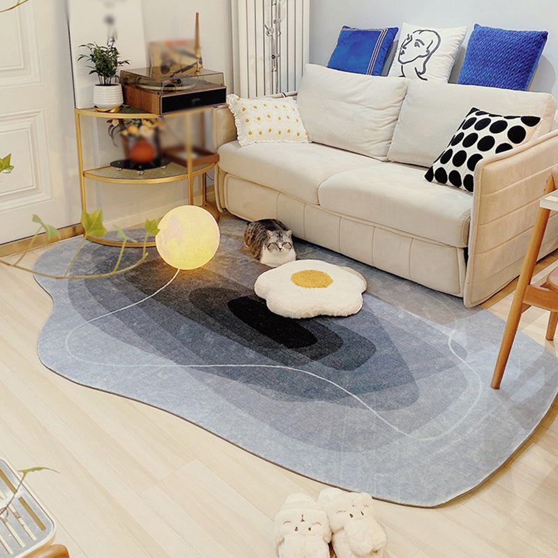 Blue Living Room Carpet Casual Abstract Indoor Carpet Polyester Anti-Split Rug