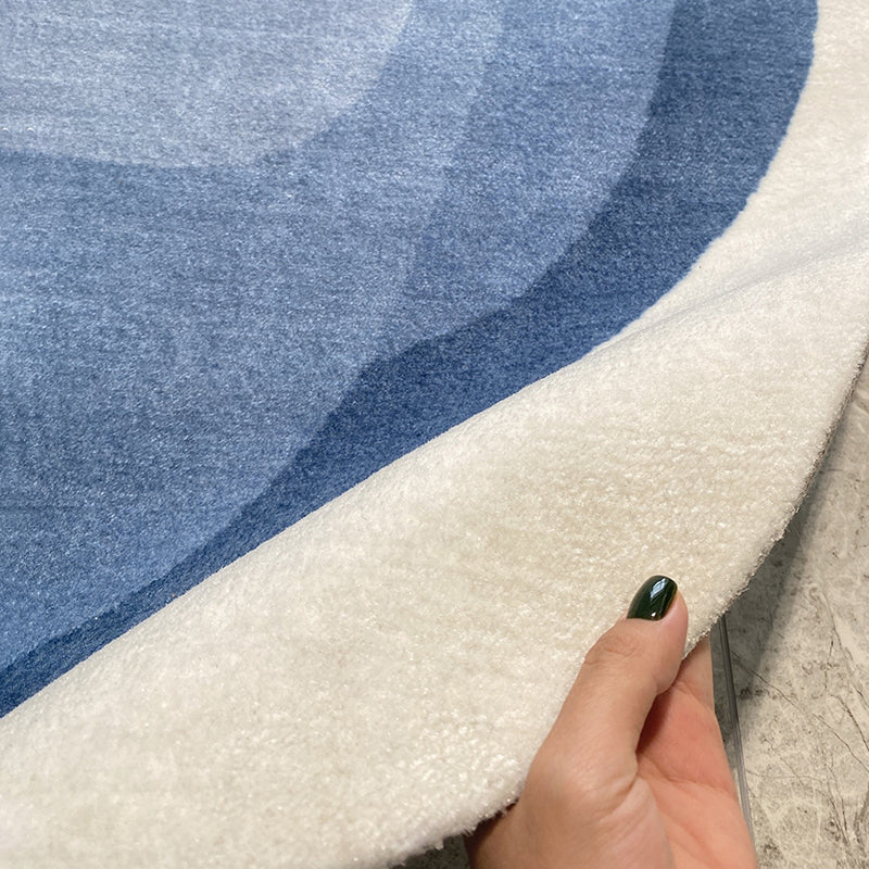 Blue Living Room Carpet Casual Abstract Indoor Carpet Polyester Anti-Split Rug