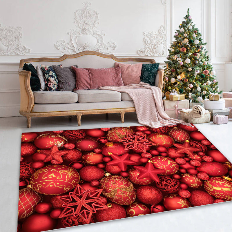 Creative Christmas Print Carpet Polyester Area Rug Non-Slip Backing Indoor Carpet for Living Room