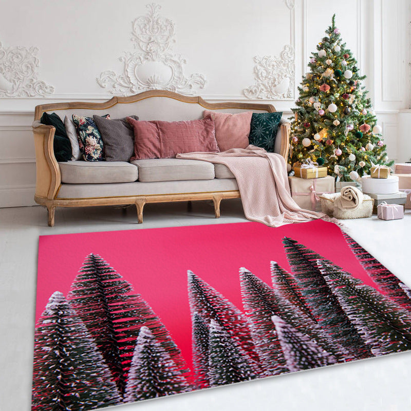 Creative Christmas Print Carpet Polyester Area Rug Non-Slip Backing Indoor Carpet for Living Room