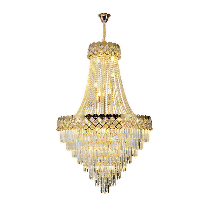 Crystal Beaded Chandelier Light Traditional Style Hanging Chandelier for Living Room