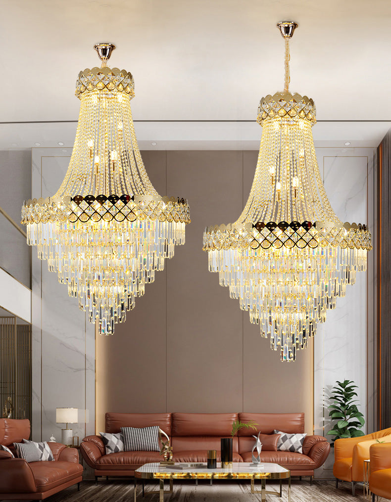 Crystal Beaded Chandelier Light Traditional Style Hanging Chandelier for Living Room