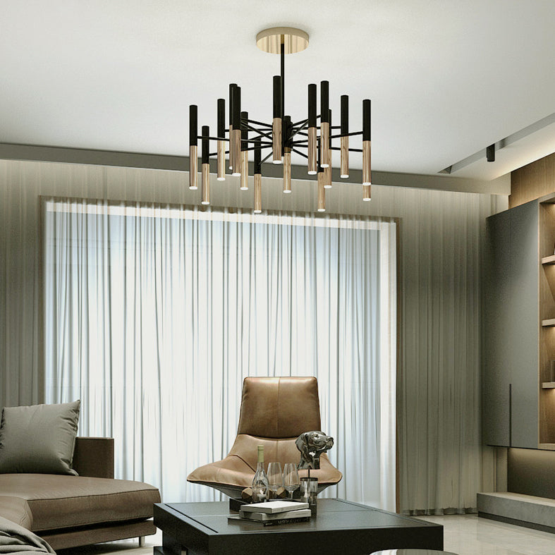 Metal Tubular Chandelier Modern Chandelier Light Fixtures Black Ceiling Hanging Light