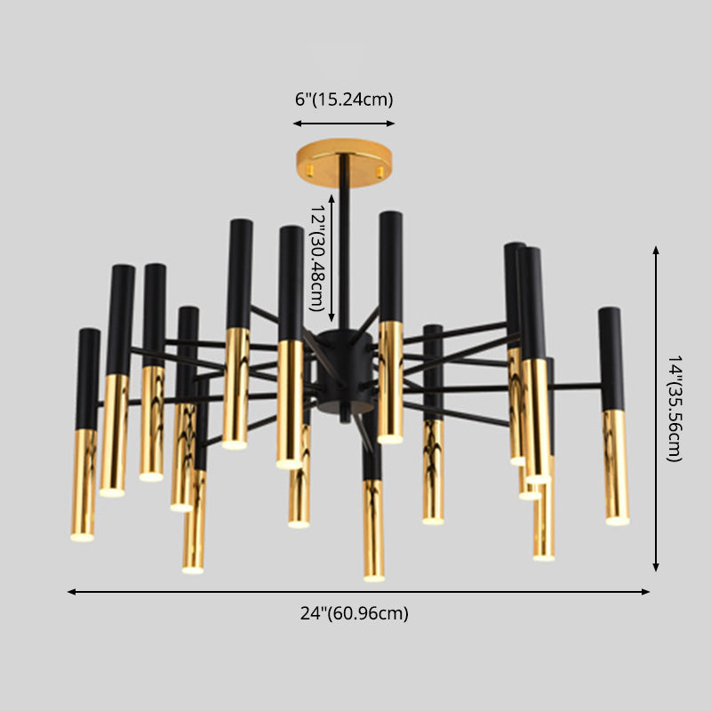 Metal Tubular Chandelier Modern Chandelier Light Fixtures Black Ceiling Hanging Light