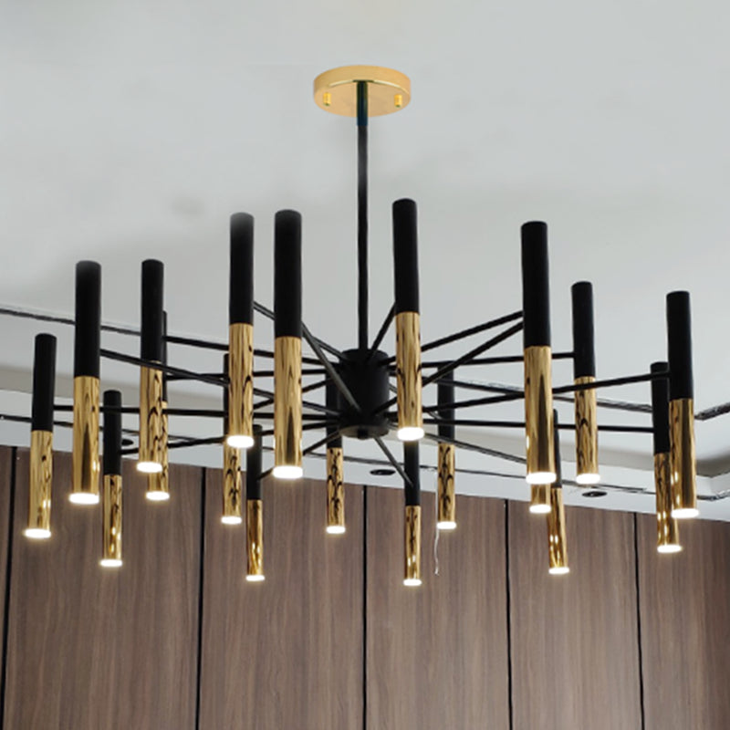 Metal Tubular Chandelier Modern Chandelier Light Fixtures Black Ceiling Hanging Light