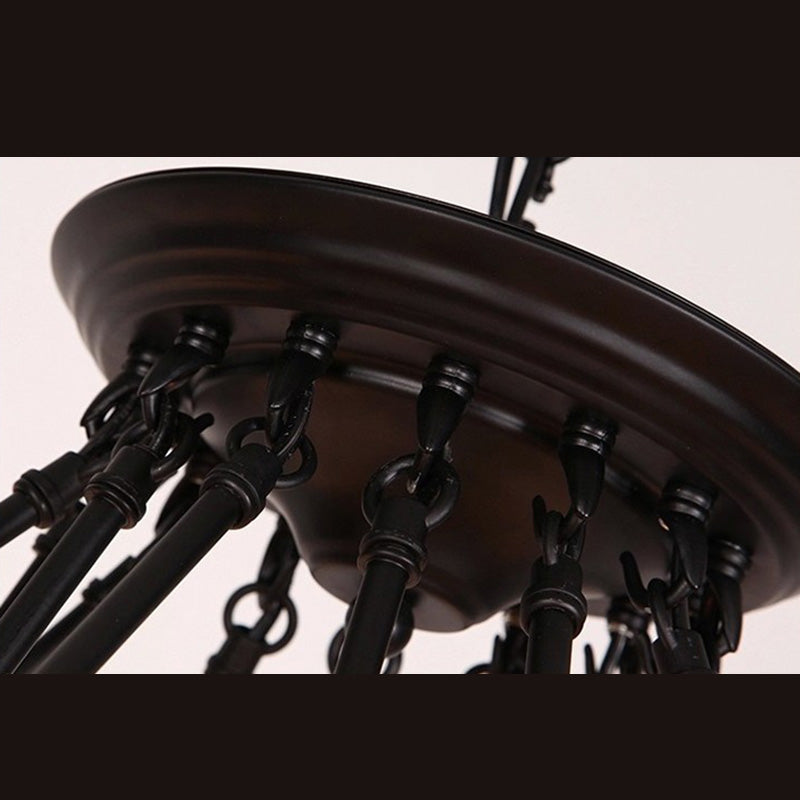 Exposed Bulb Chandelier Light Fixture Industrial Metal Pendant Lighting for Restaurant